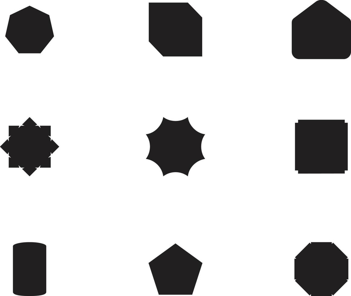 conjunto de iconos de silueta negra de formas geométricas. esbozar la plantilla en blanco abstracta de dibujos animados para la burbuja del habla, globo de mensaje, insignia de nota de texto, etiqueta de precio, etiqueta de memoria de papel, marco de nube de pensamiento, banner web vector