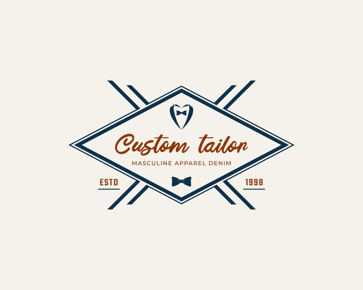 Classic Vintage Retro Label Badge for Clothing Apparel Gentleman and Masculine Logo Emblem Design Template Element vector