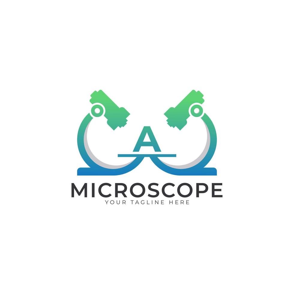 Laboratory Logo. Initial Letter A Microscope Logo Design Template Element. vector