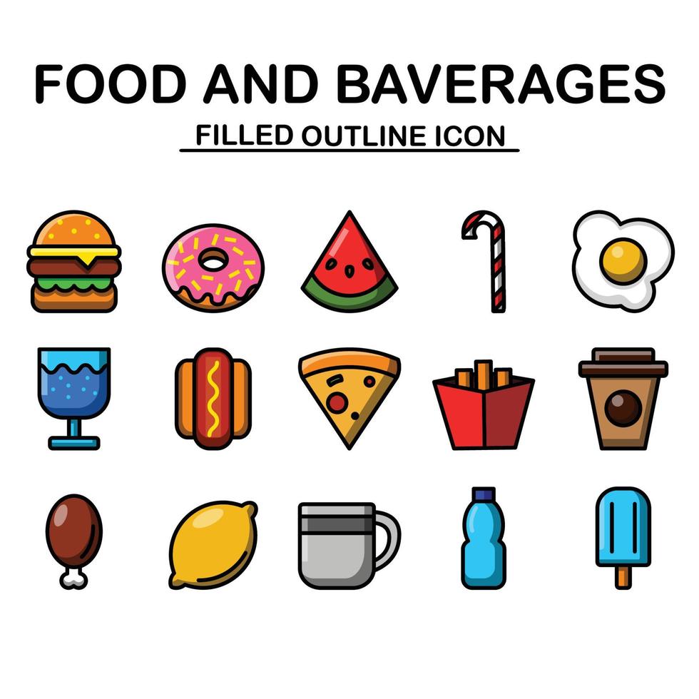 food and baverages icon set vector