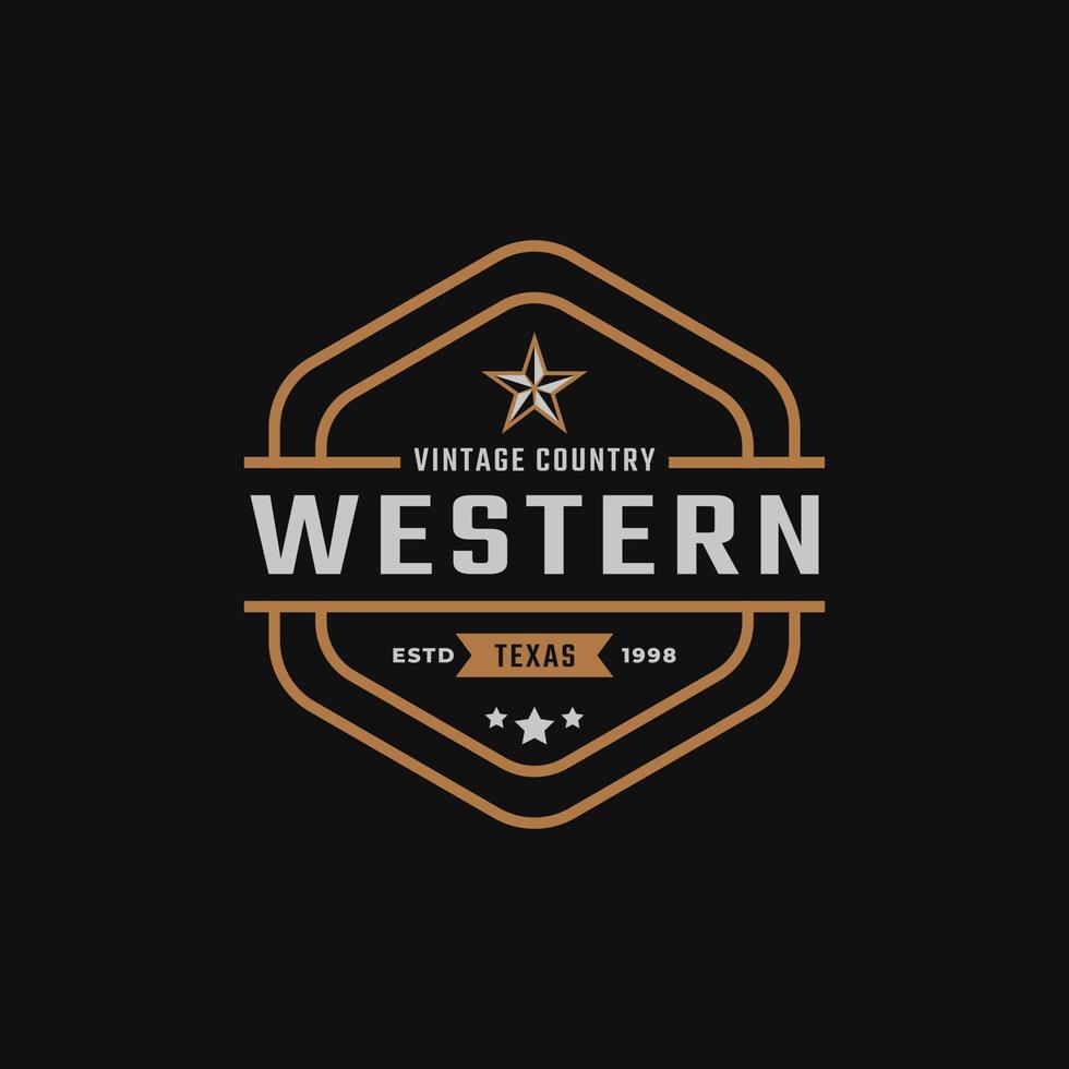 Classic Vintage Retro Label Badge for Western Country Texas Logo Design Inspiration vector