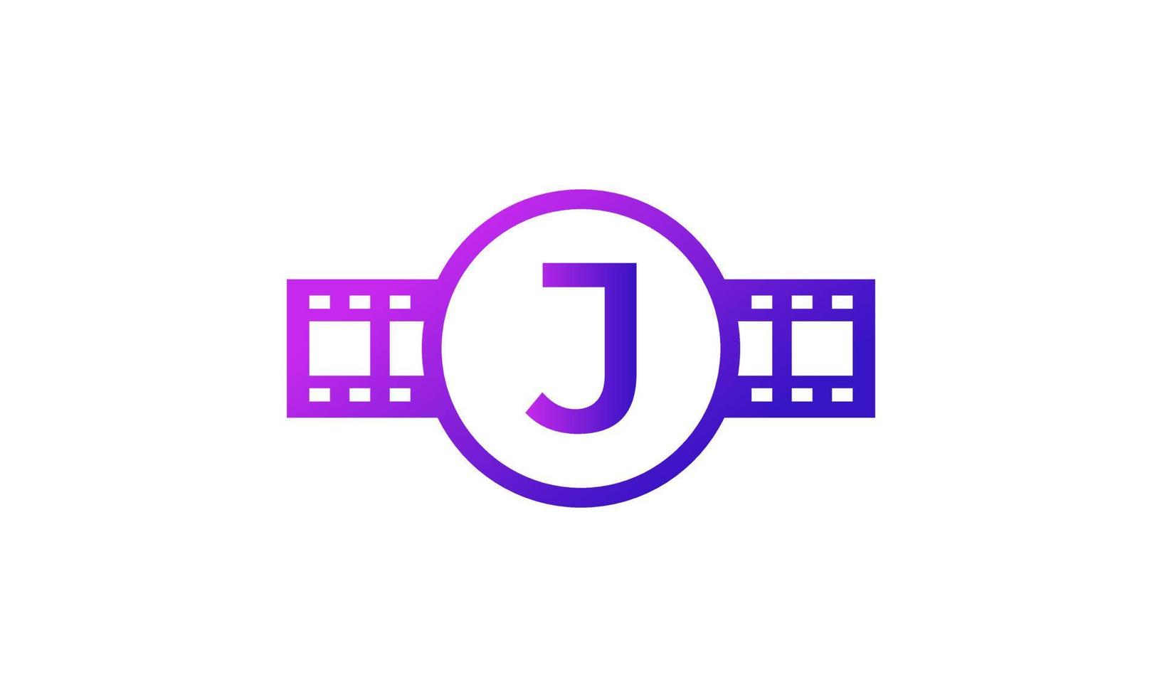 Initial Letter J Circle with Reel Stripes Filmstrip for Film Movie Cinema Production Studio Logo Inspiration vector