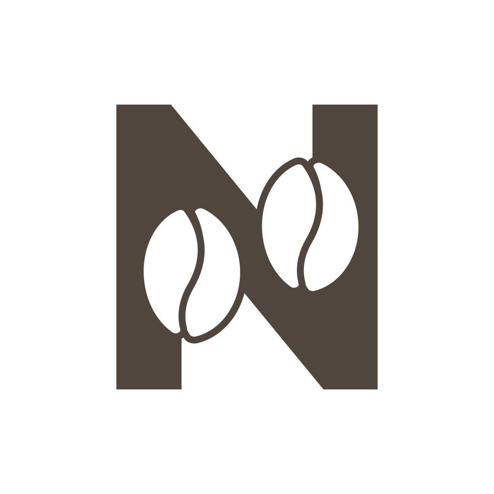 Coffee Shop Logo. Letter N with Negative Space Coffee Icon Inside. Vector Design Template