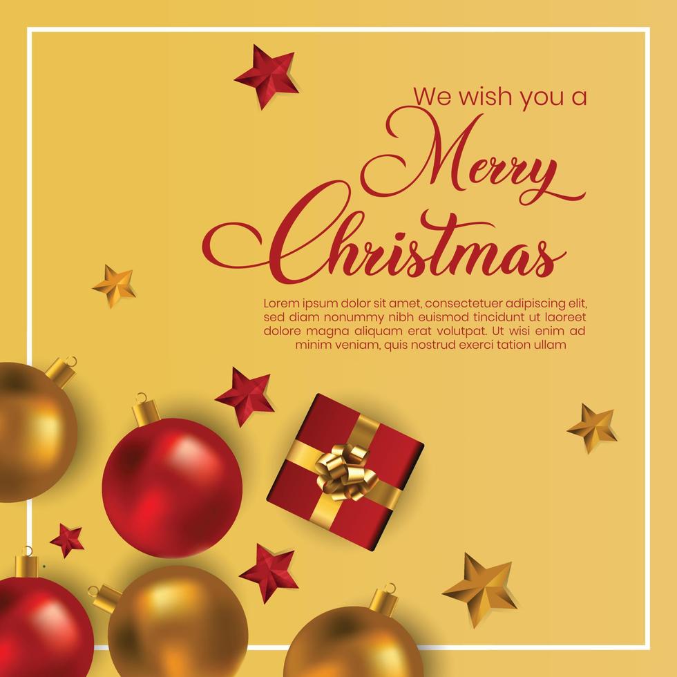pancarta de navidad, guirnalda de luces brillantes de navidad con caja de regalos y oropel dorado. carteles navideños horizontales, tarjetas, encabezados, sitio web. vector