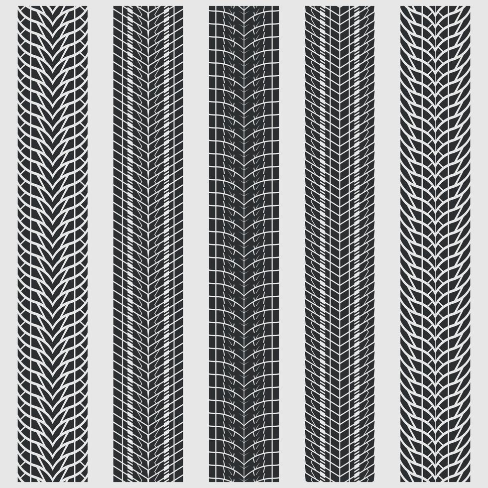 Tire print mark collection vector