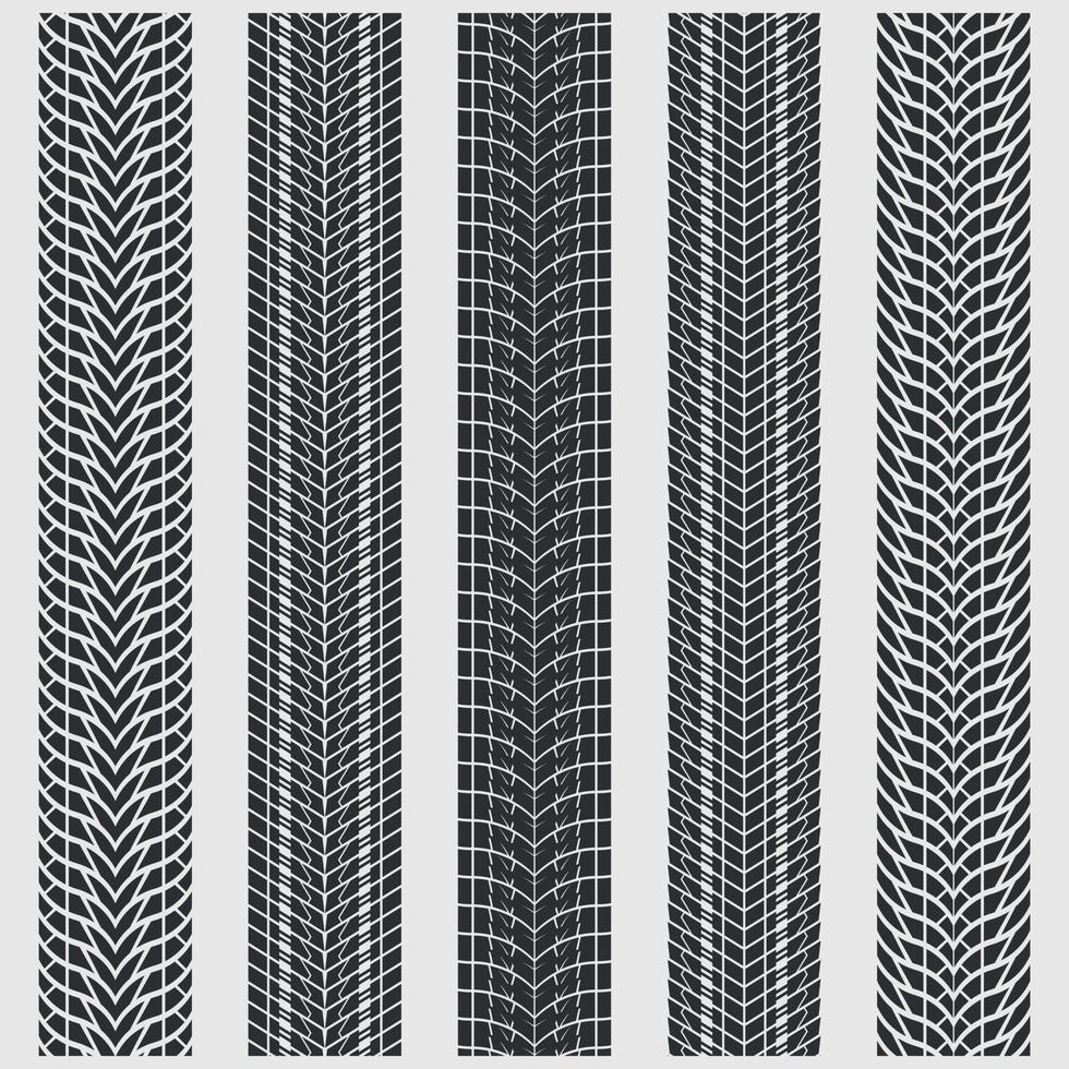 Tire print mark collection vector