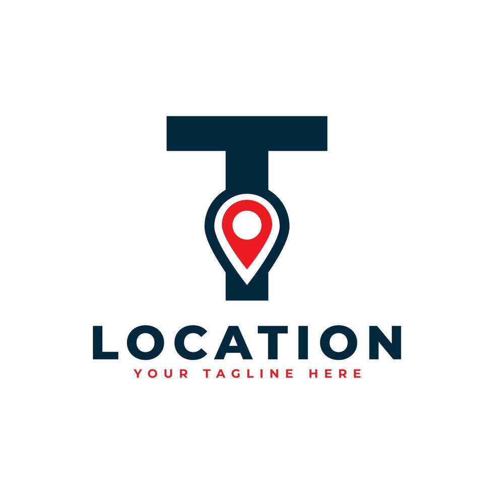 Elegant Letter T Geotag or Location Symbol Logo. Red Shape Point Location Icon. Usable for Business and Technology Logos. Flat Vector Logo Design Ideas Template Element.