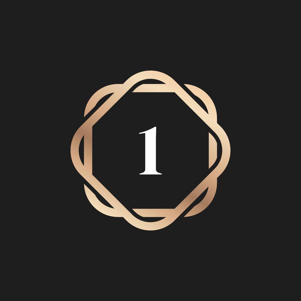 Number 1 Logo Icon with Pattern Vector Element