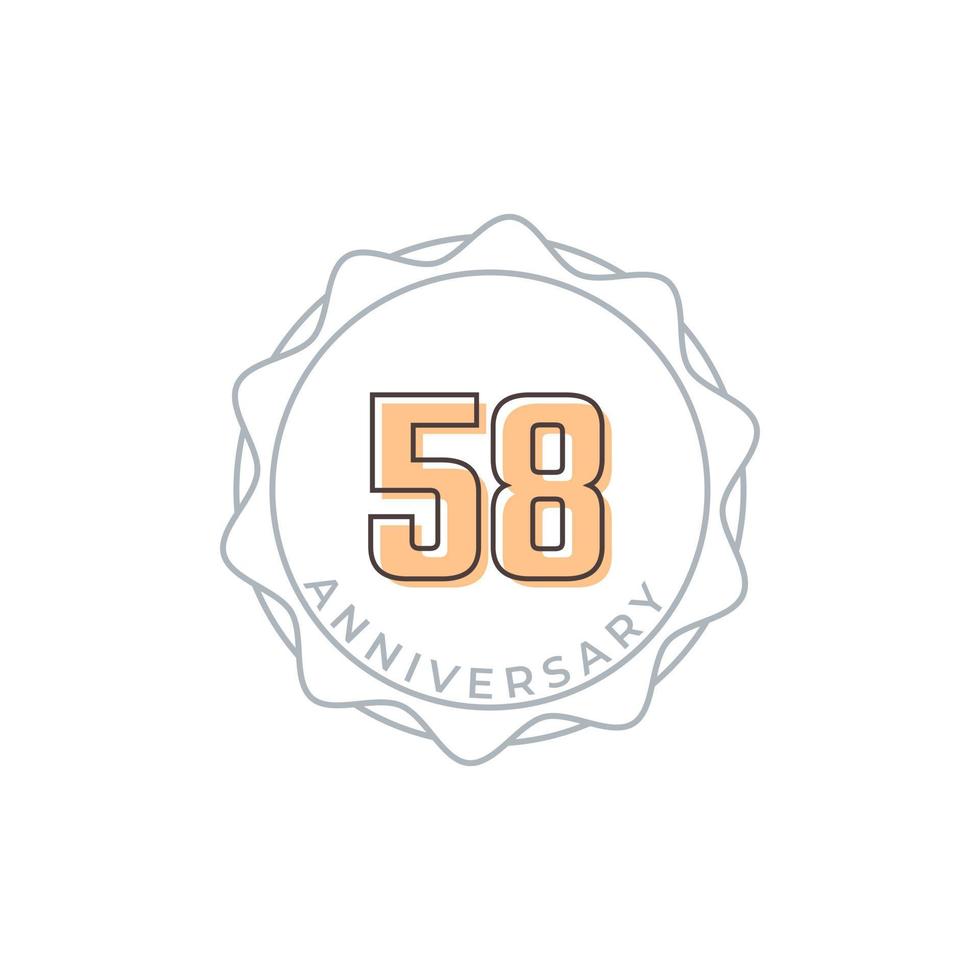 58 Year Anniversary Celebration Vector Badge. Happy Anniversary Greeting Celebrates Template Design Illustration