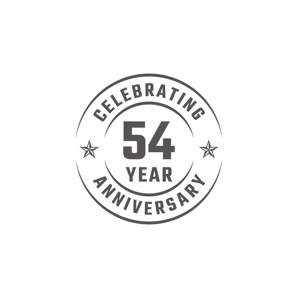 54 Year Anniversary Celebration Emblem Badge with Gray Color for Celebration Event, Wedding, Greeting card, and Invitation Isolated on White Background vector