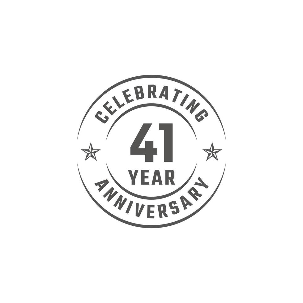 41 Year Anniversary Celebration Emblem Badge with Gray Color for Celebration Event, Wedding, Greeting card, and Invitation Isolated on White Background vector