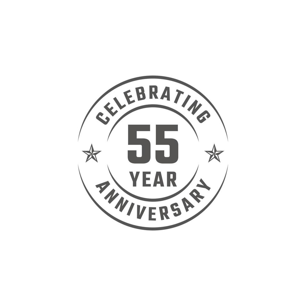 55 Year Anniversary Celebration Emblem Badge with Gray Color for Celebration Event, Wedding, Greeting card, and Invitation Isolated on White Background vector