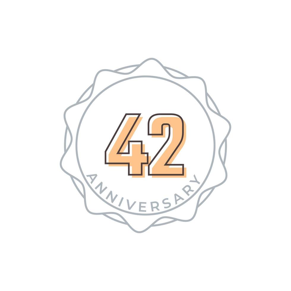 42 Year Anniversary Celebration Vector Badge. Happy Anniversary Greeting Celebrates Template Design Illustration