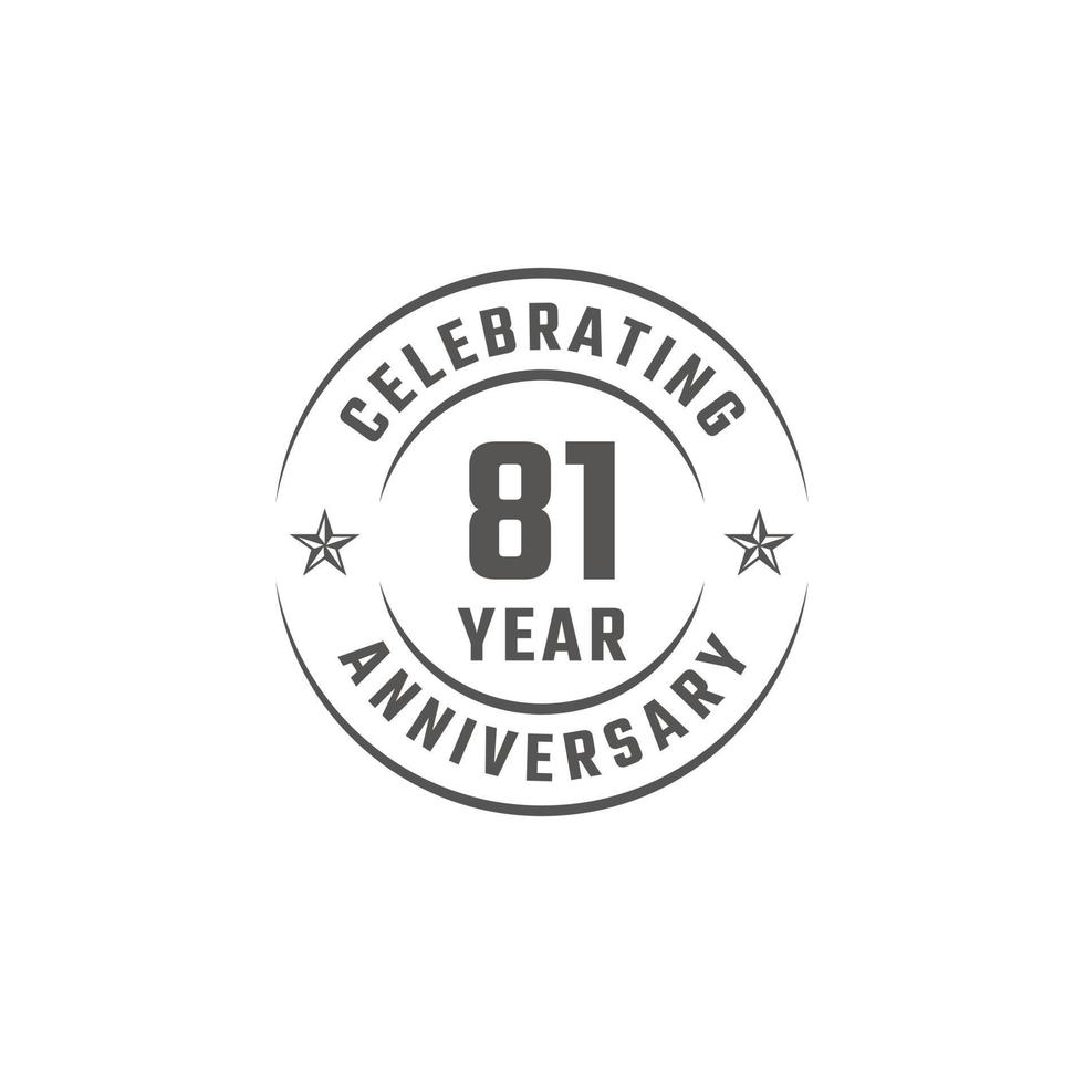 81 Year Anniversary Celebration Emblem Badge with Gray Color for Celebration Event, Wedding, Greeting card, and Invitation Isolated on White Background vector