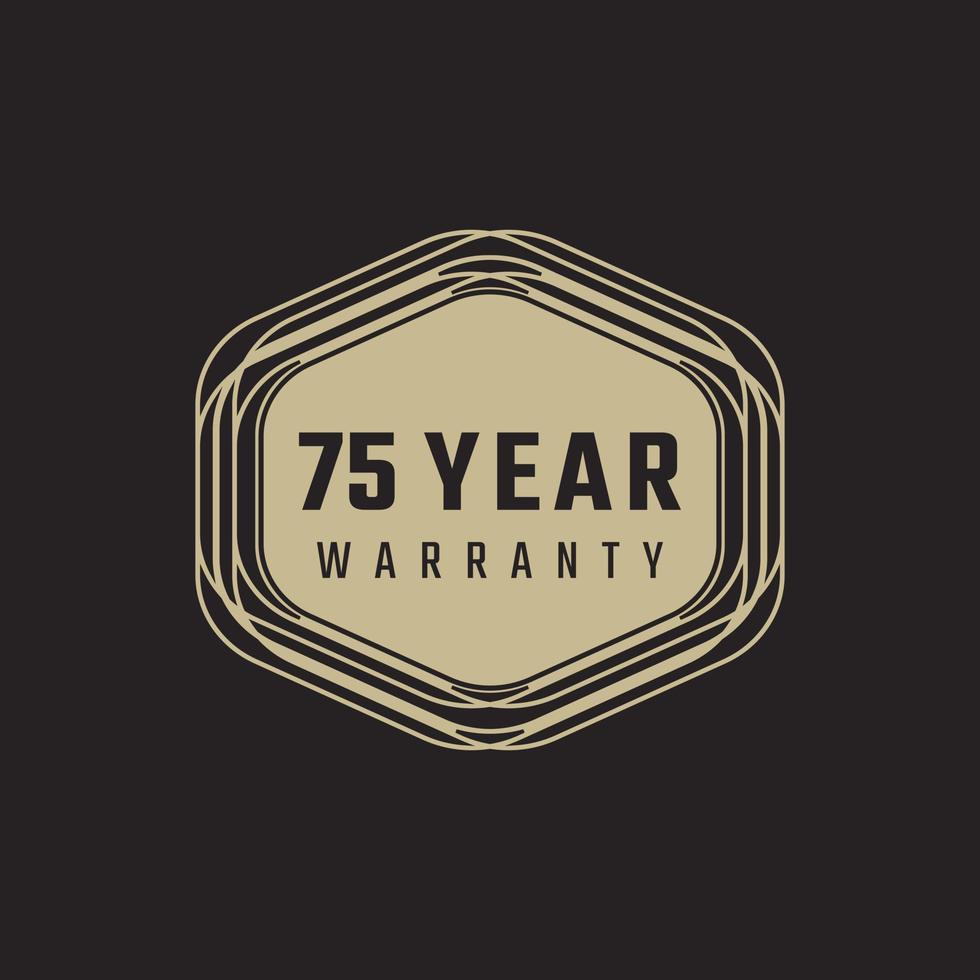 75 Year Anniversary Warranty Celebration with Golden Color for Celebration Event, Wedding, Greeting card, and Invitation Isolated on Black Background vector
