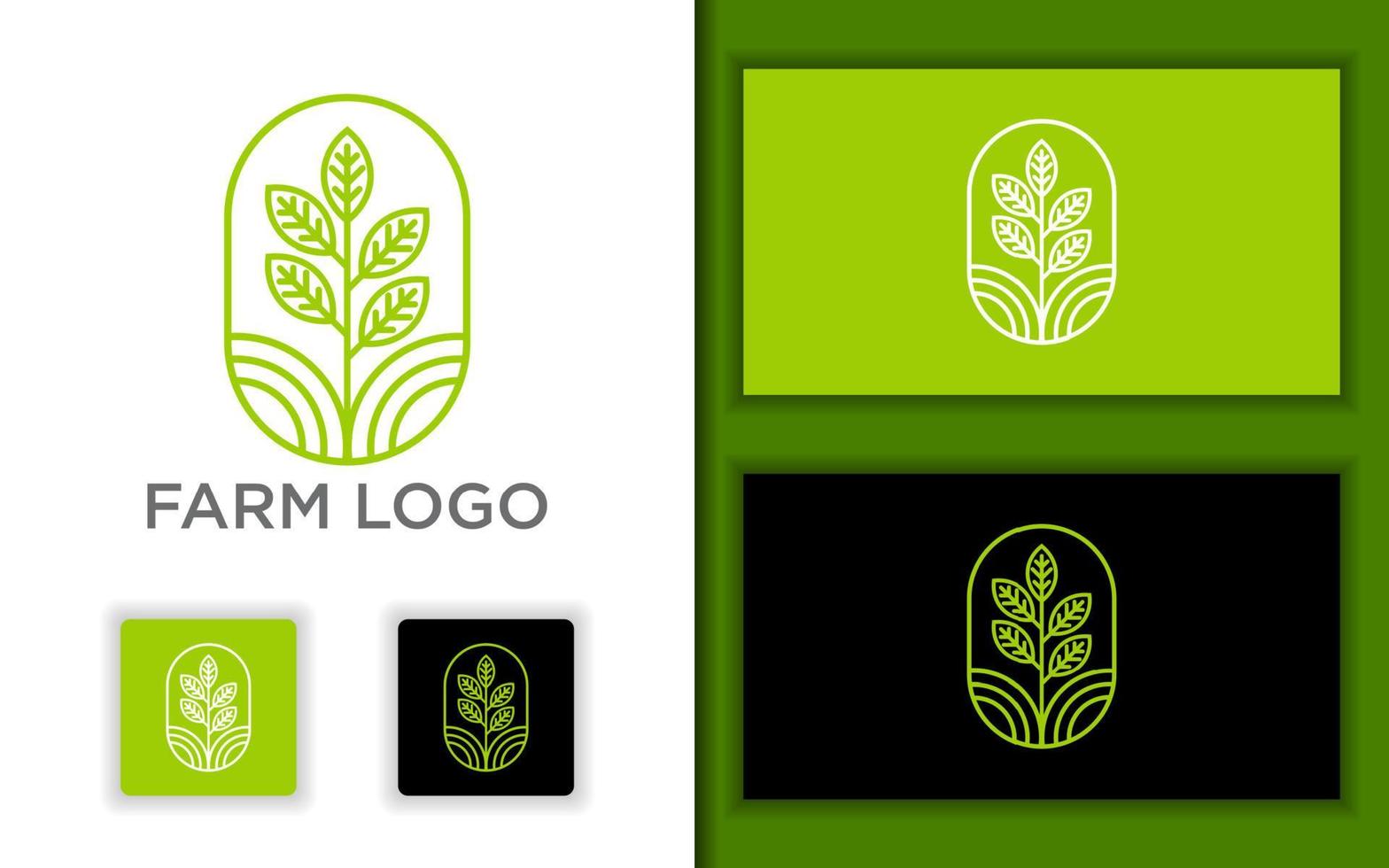 plantilla de diseño de logotipo de concepto de granja de naturaleza verde vector