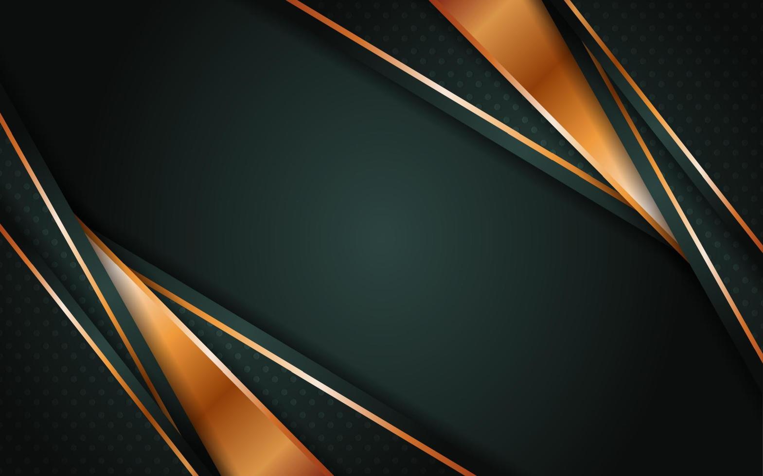 Abstract Dark Green Background with Overlap Layer and Golden Lines vector