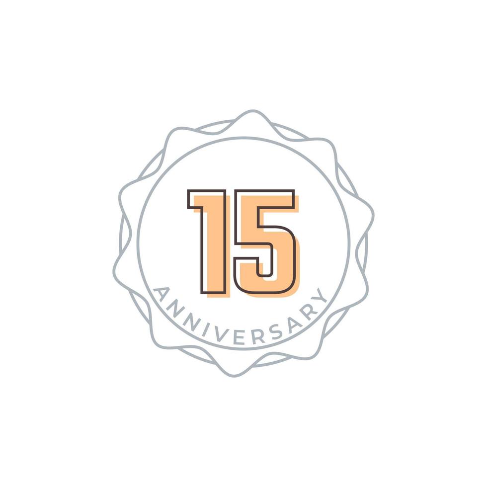 15 Year Anniversary Celebration Vector Badge. Happy Anniversary Greeting Celebrates Template Design Illustration