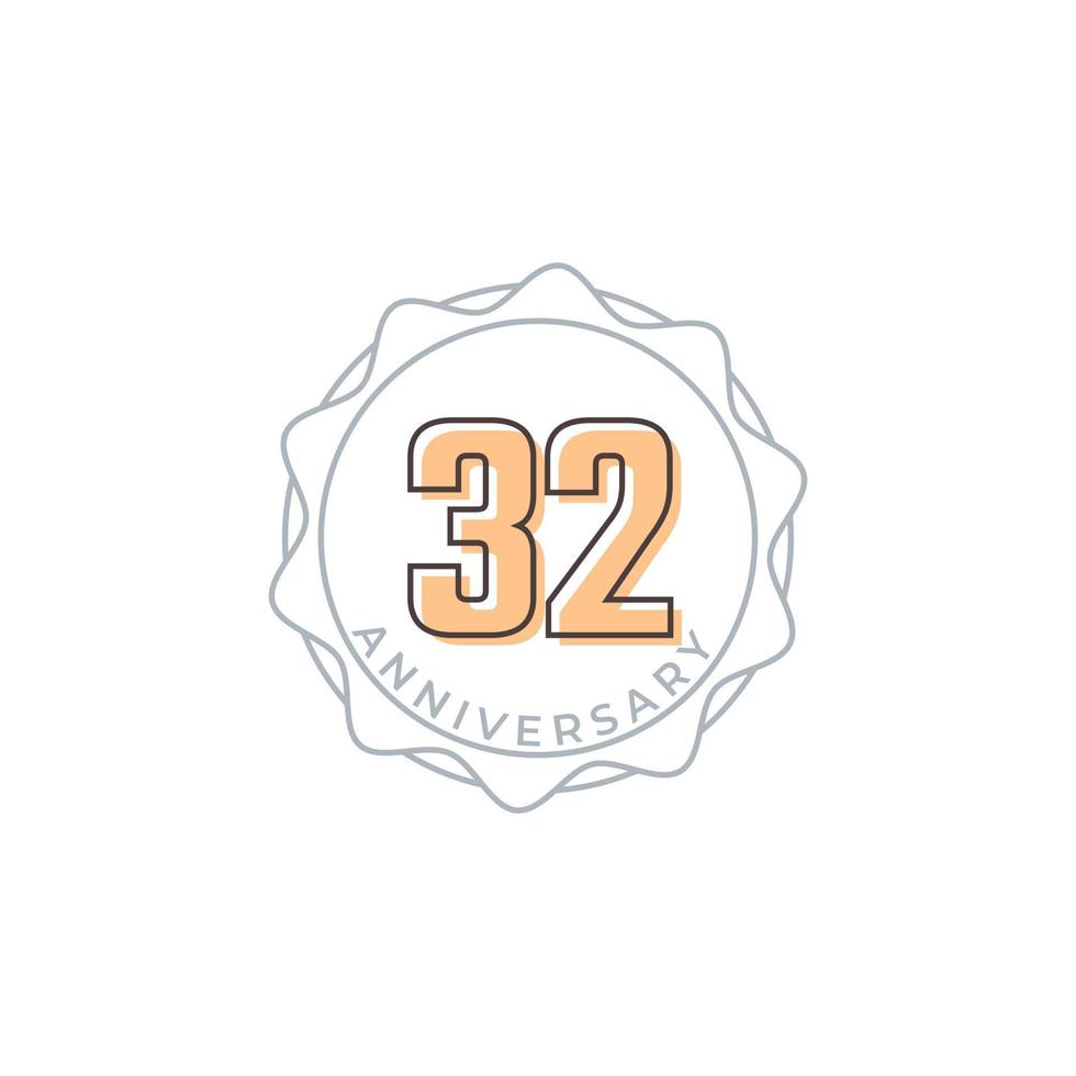 32 Year Anniversary Celebration Vector Badge. Happy Anniversary Greeting Celebrates Template Design Illustration