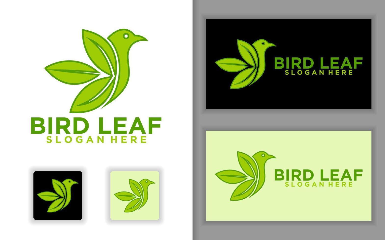 Bird leaf logo template, Bird flying icon design vector