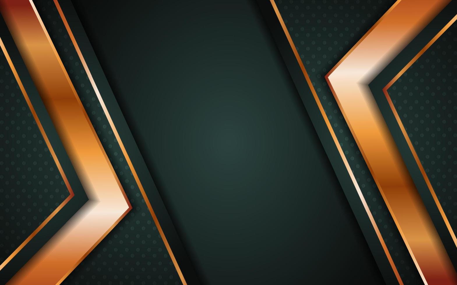 Abstract Dark Green Background with Overlap Layer and Golden Lines vector