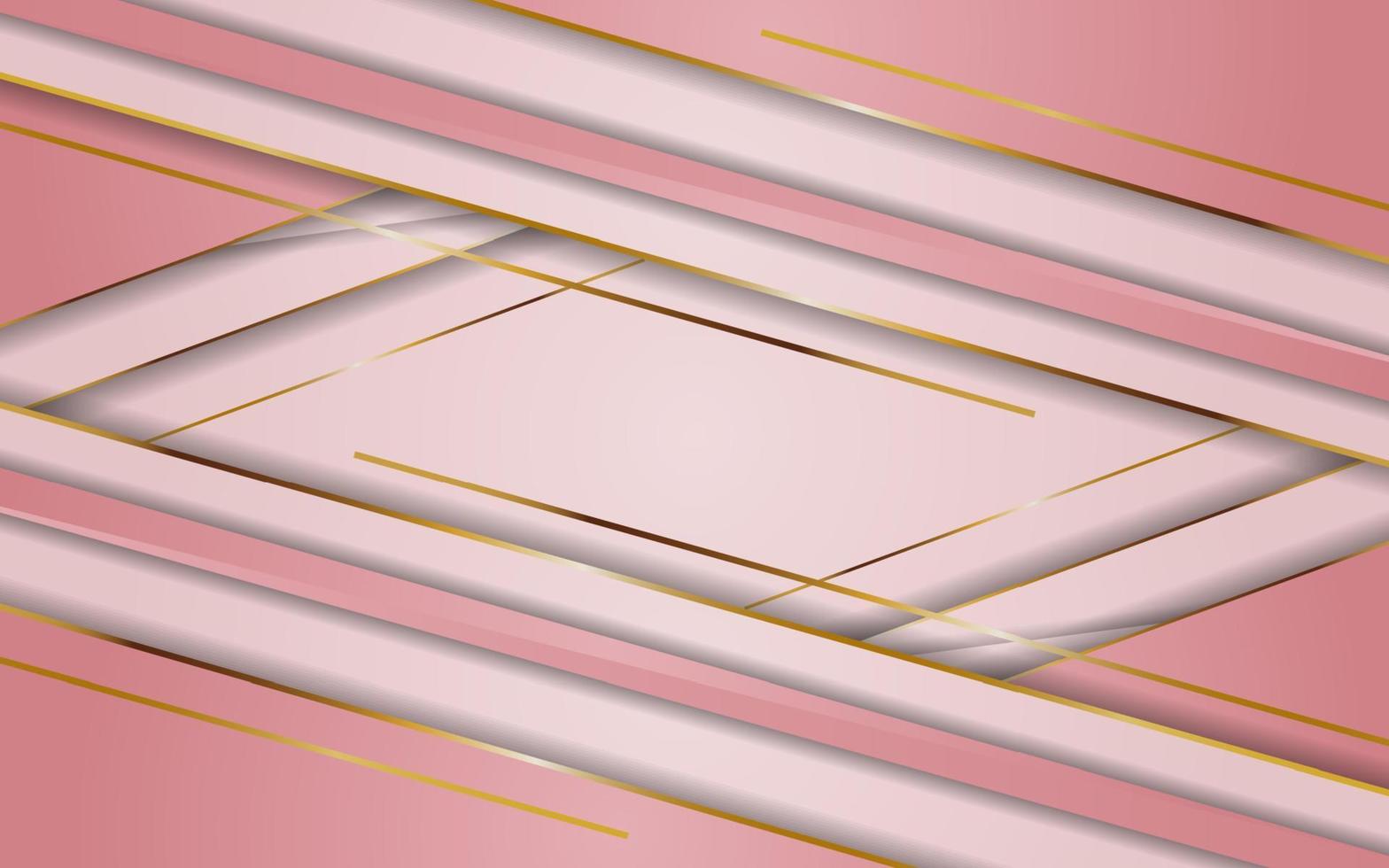 Luxury pink gradient background combination with line gold vector