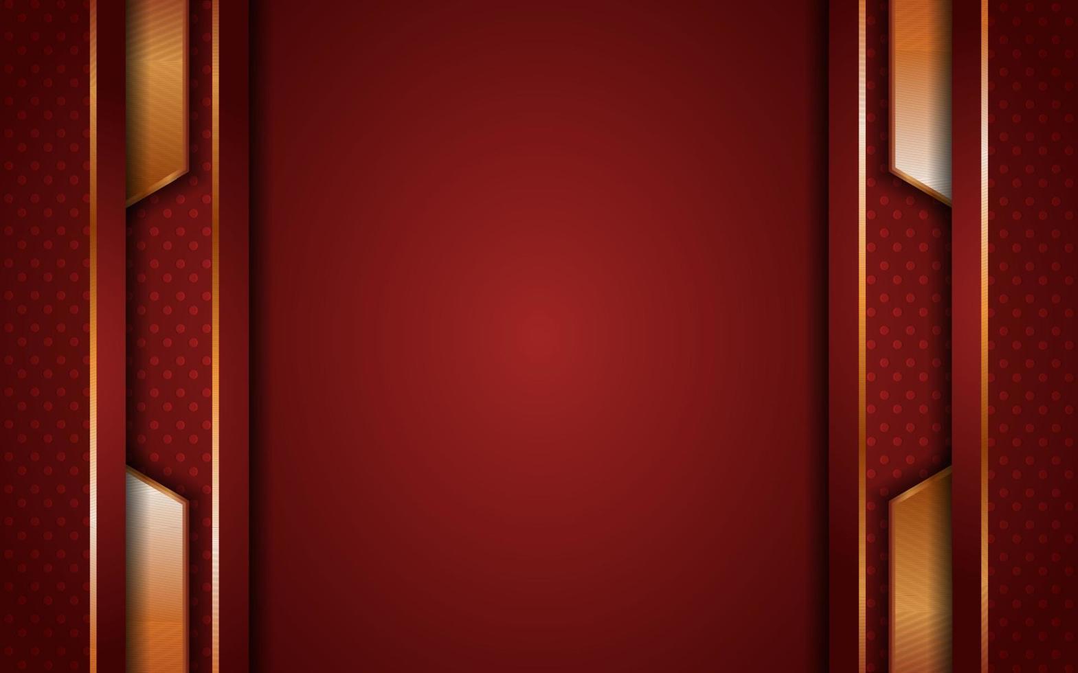 Abstract Dark Red Background with Overlap Layer and Golden Lines vector