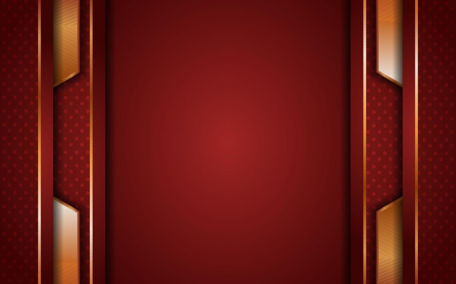 Abstract Dark Red Background with Overlap Layer and Golden Lines vector