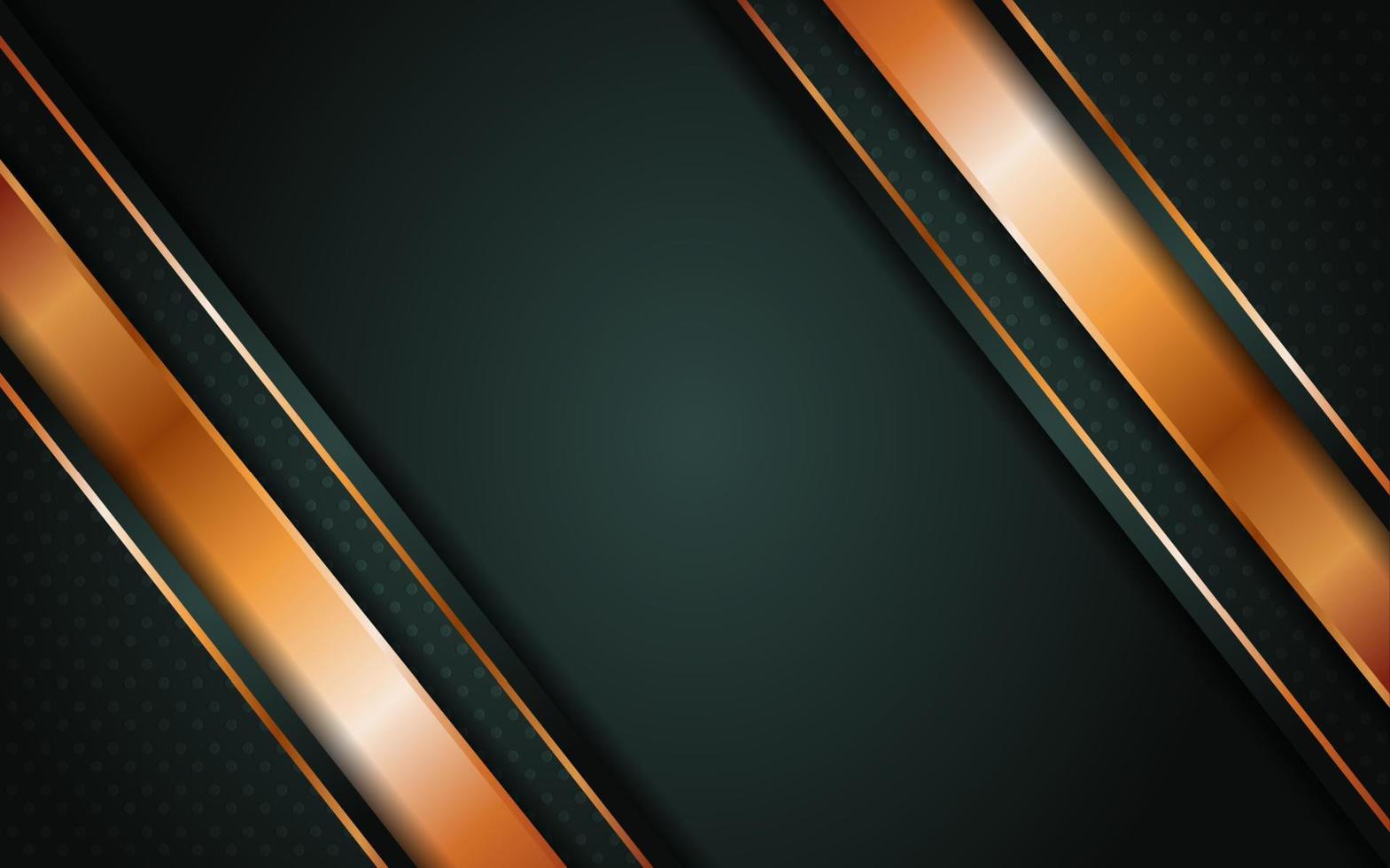 Abstract Dark Green Background with Overlap Layer and Golden Lines vector