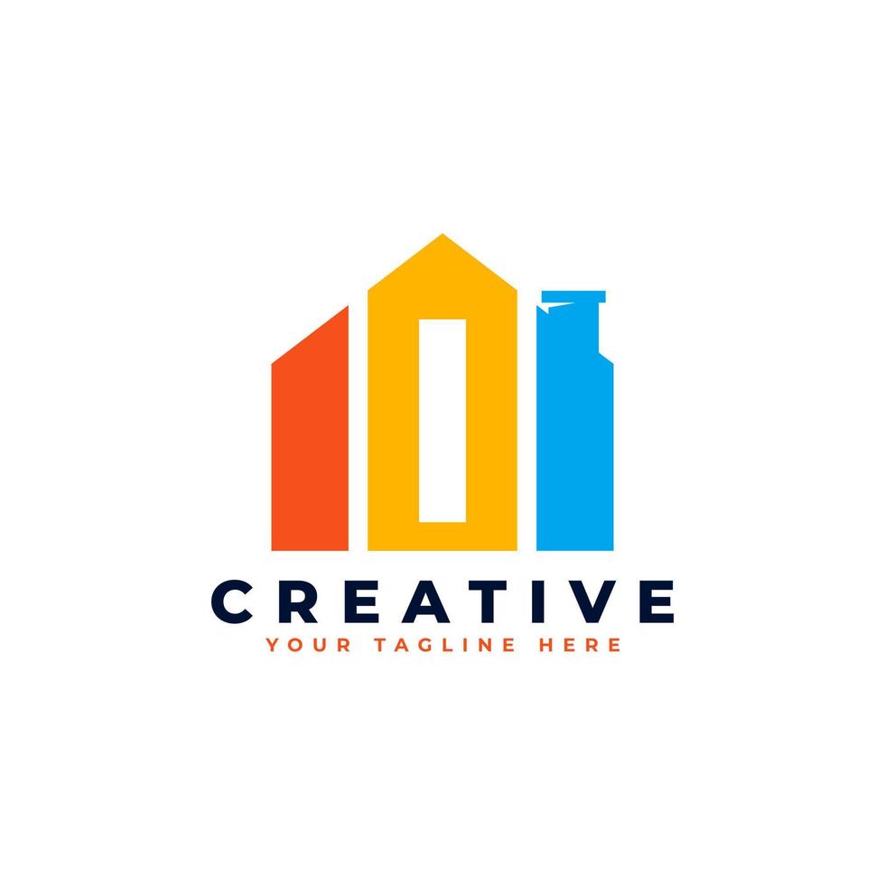 Letter I Logo. House Strip Shape with Negative Letter I. Usable for Construction Architecture Building Logo vector