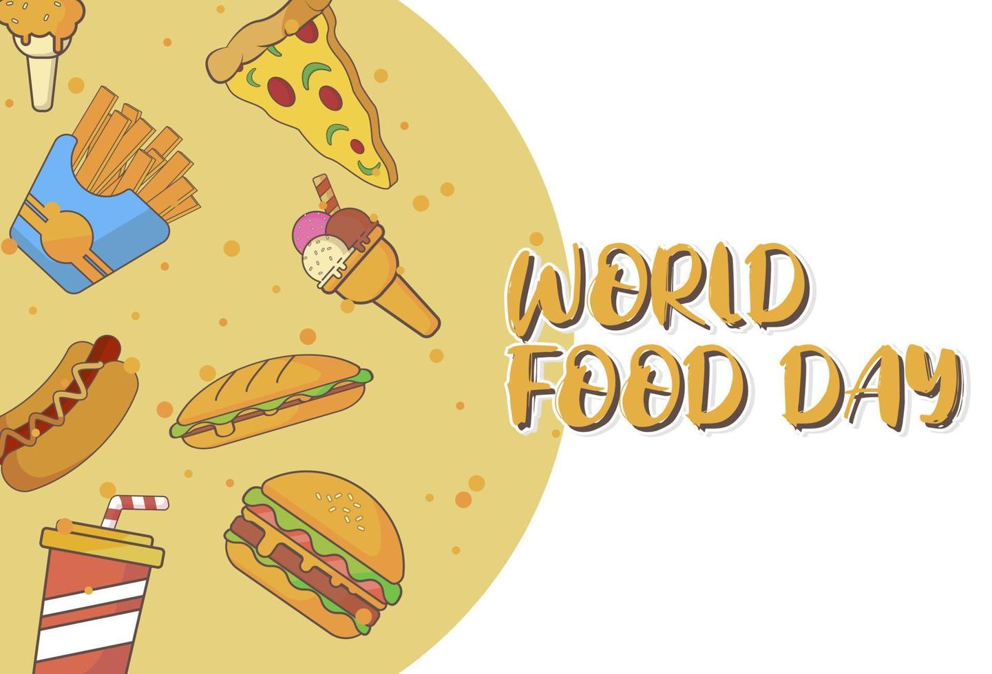 Flat Design Illustration Of World Food Day Template, Design Suitable For Posters, Backgrounds, Greeting Cards, World Food Day Themed vector