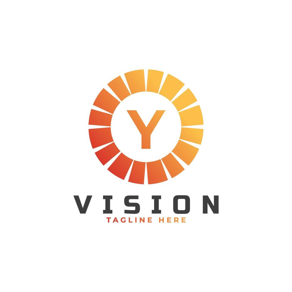 elemento de plantilla de diseño de logotipo de letra inicial de visión y vector