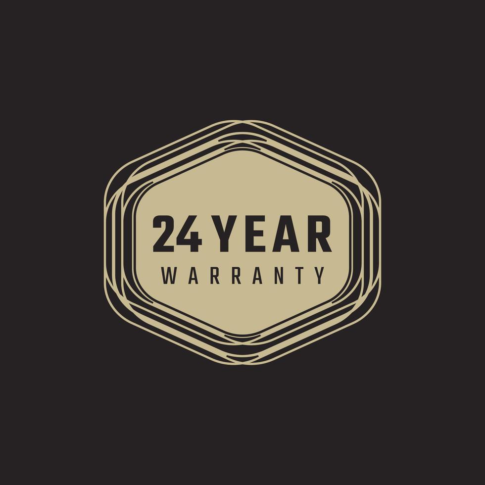 24 Year Anniversary Warranty Celebration with Golden Color for Celebration Event, Wedding, Greeting card, and Invitation Isolated on Black Background vector