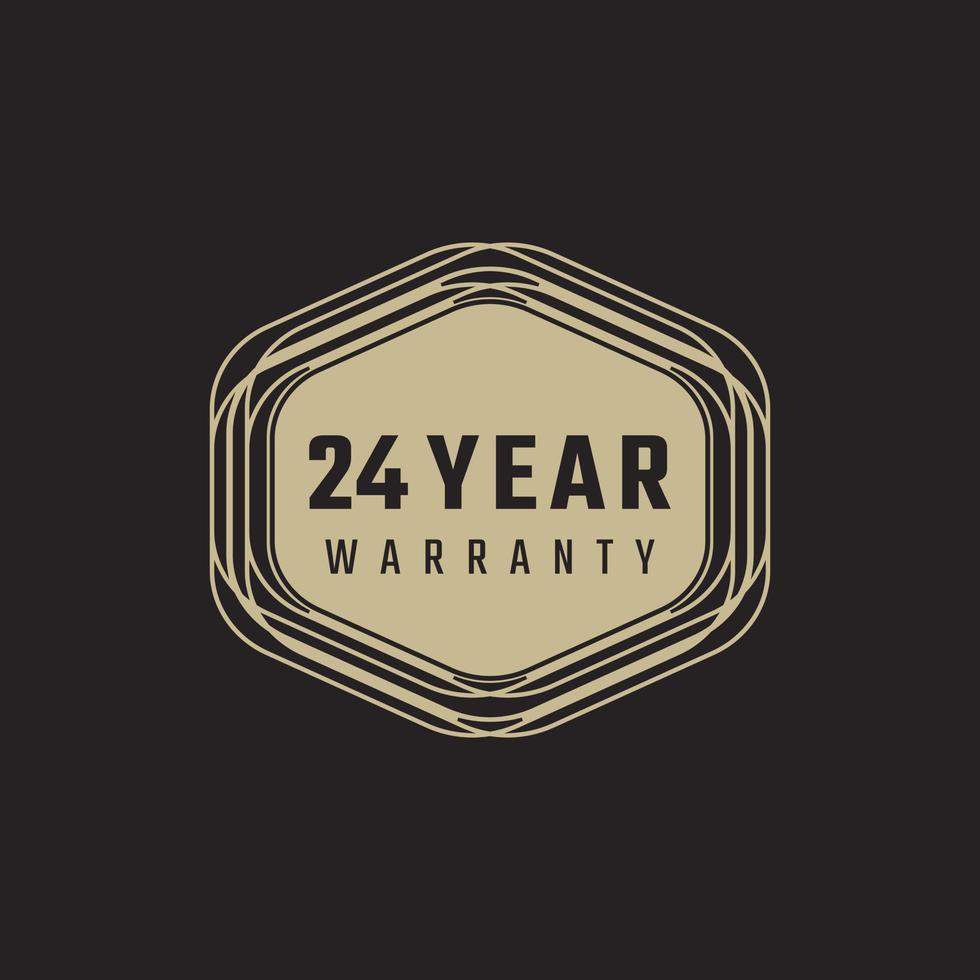 24 Year Anniversary Warranty Celebration with Golden Color for Celebration Event, Wedding, Greeting card, and Invitation Isolated on Black Background vector