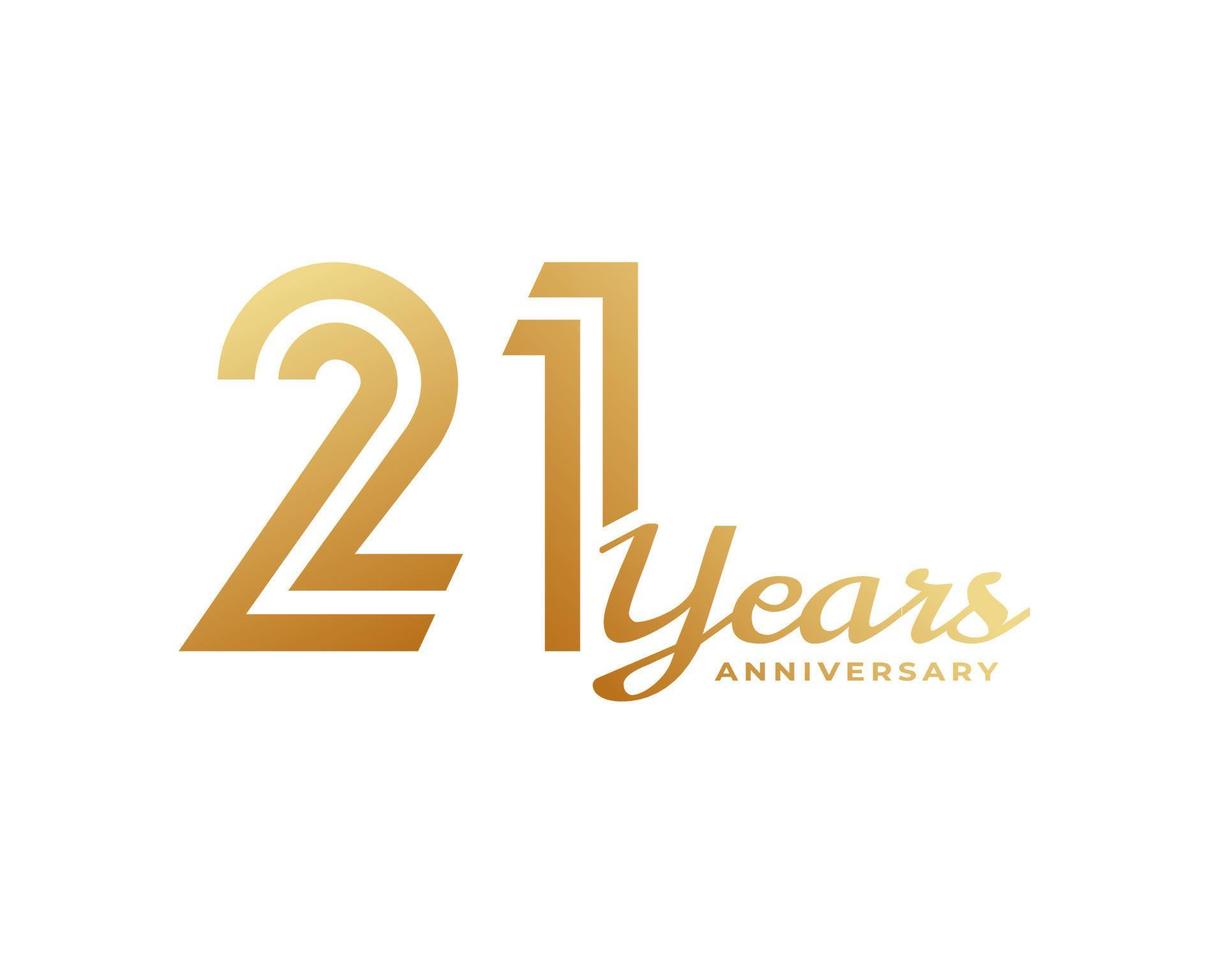 21 Year Anniversary Celebration with Handwriting Golden Color for Celebration Event, Wedding, Greeting card, and Invitation Isolated on White Background vector