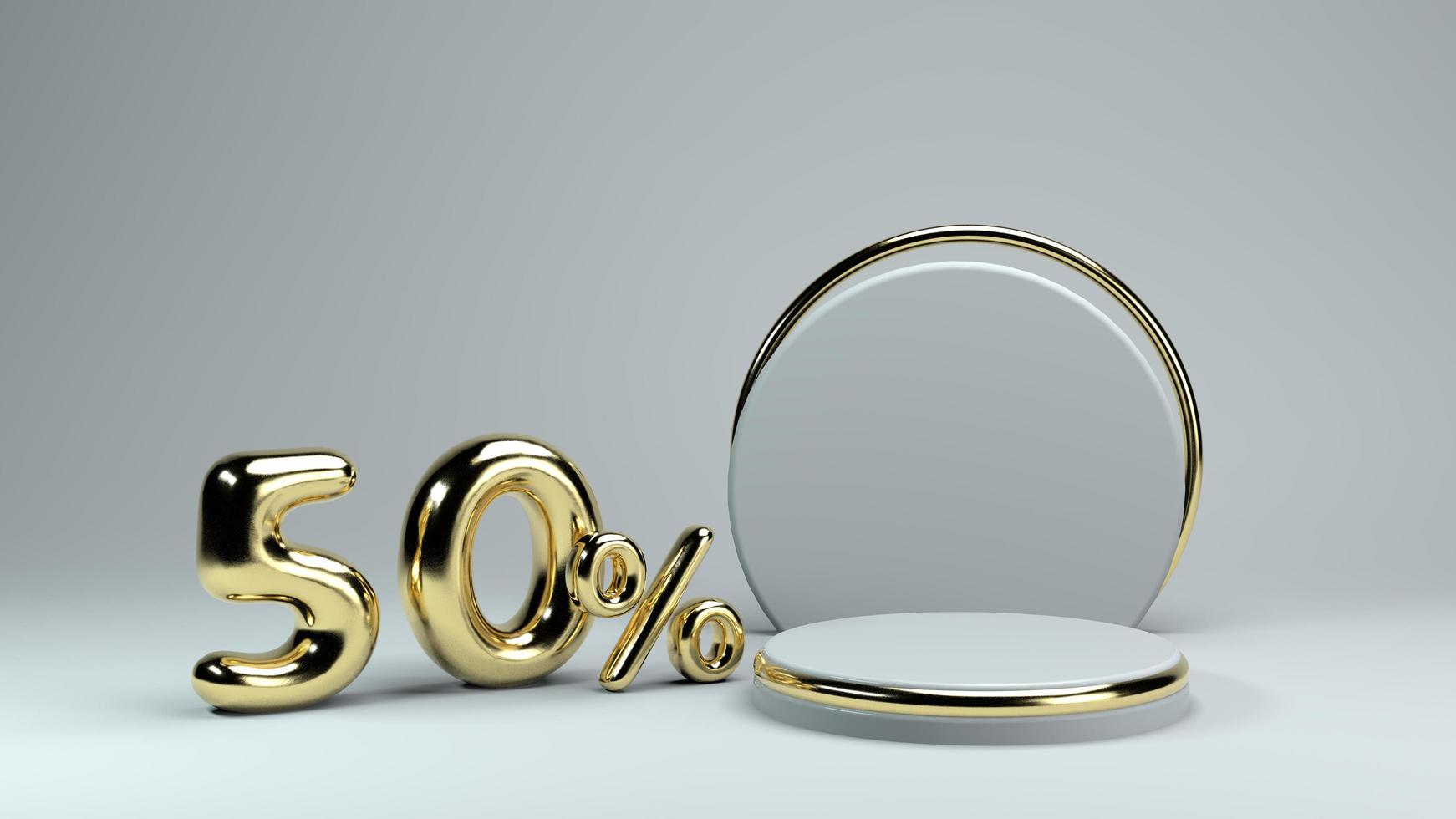 Sale Promotion 50 percent off with 3D Podium for product presentation photo