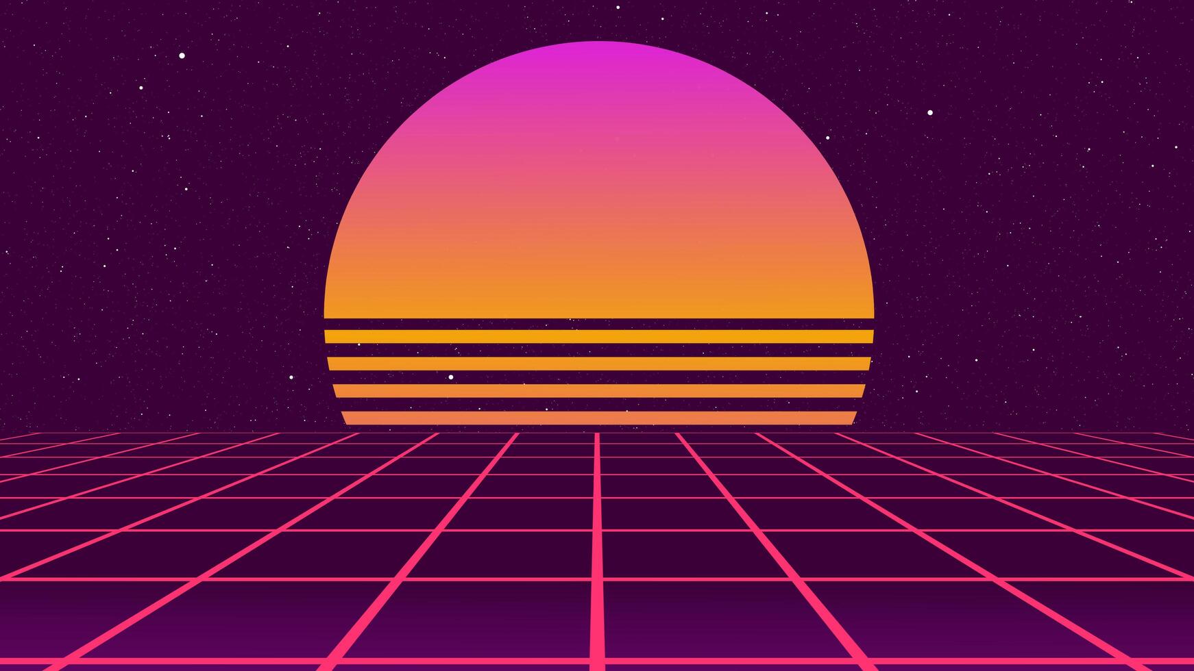 Retro Sci-Fi Background Futuristic Grid landscape of the 80s. photo