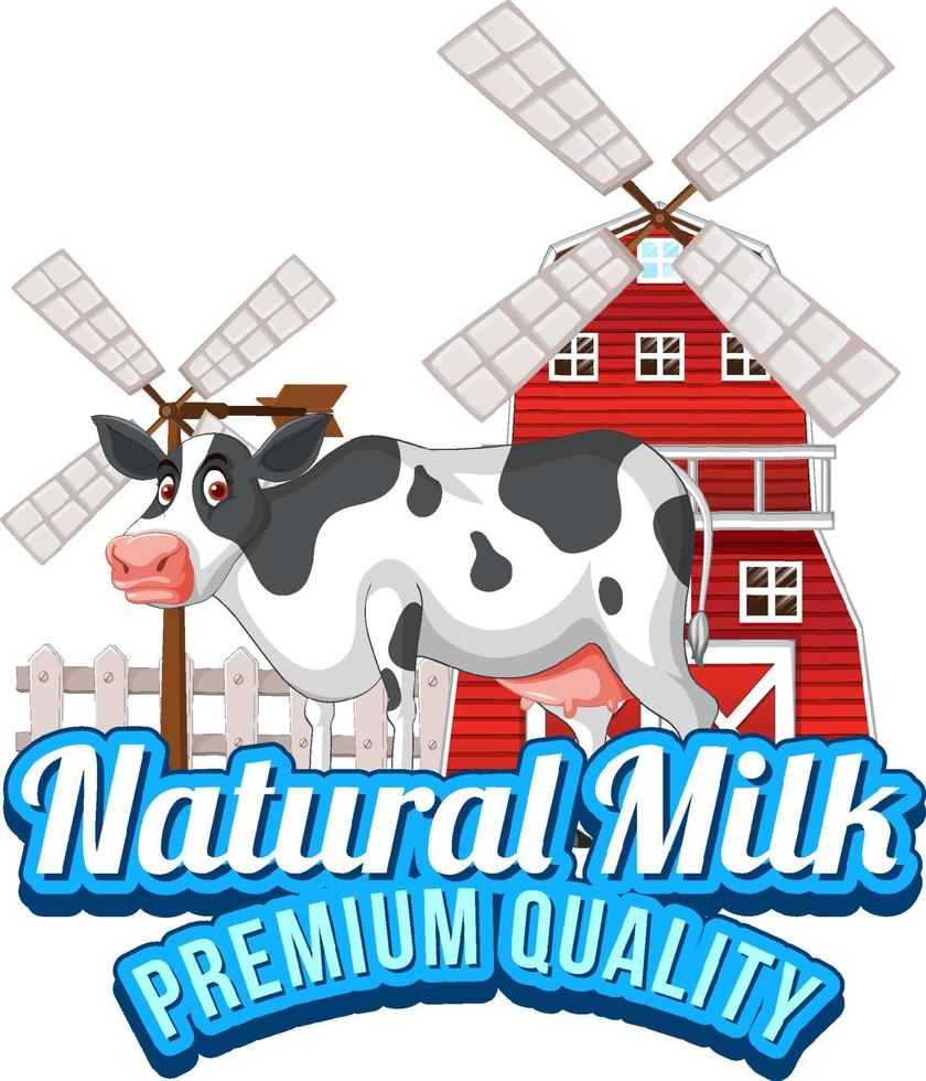 A cow with a Natural milk label vector