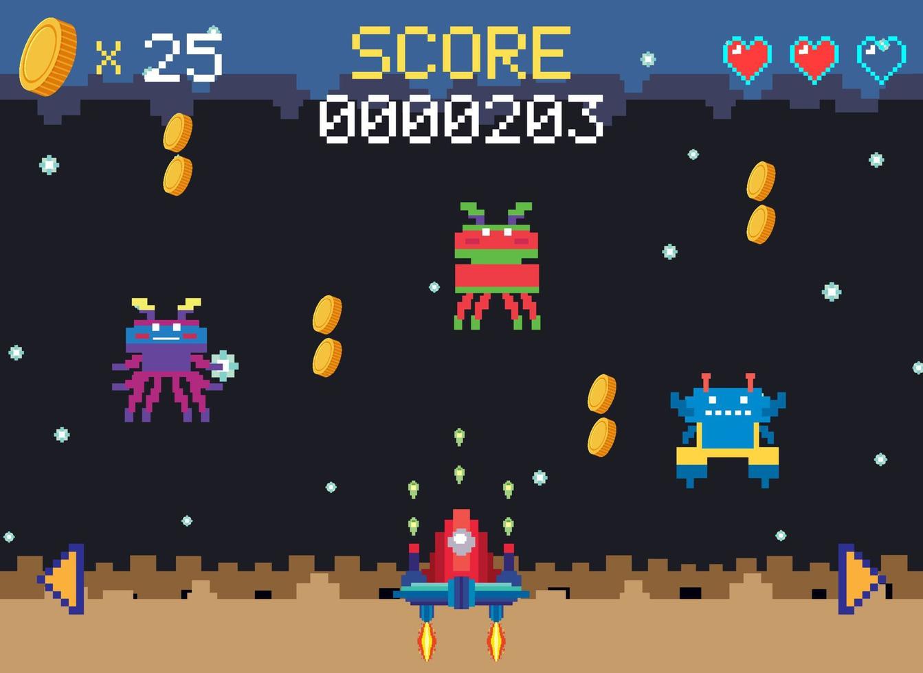 Space game user interface template vector