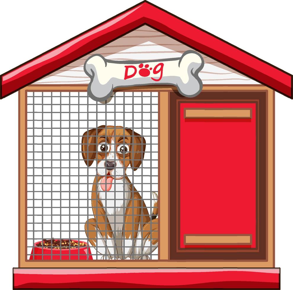 One dog sitting in the doghouse vector