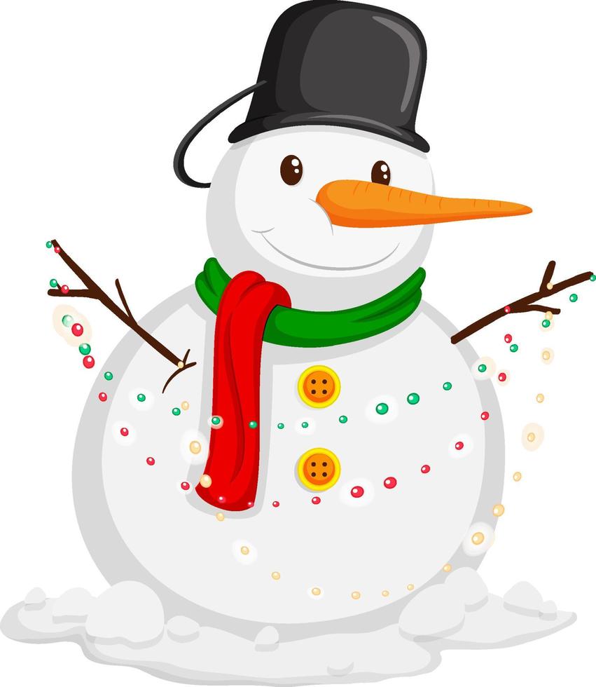 Christmas snowman in cartoon style vector