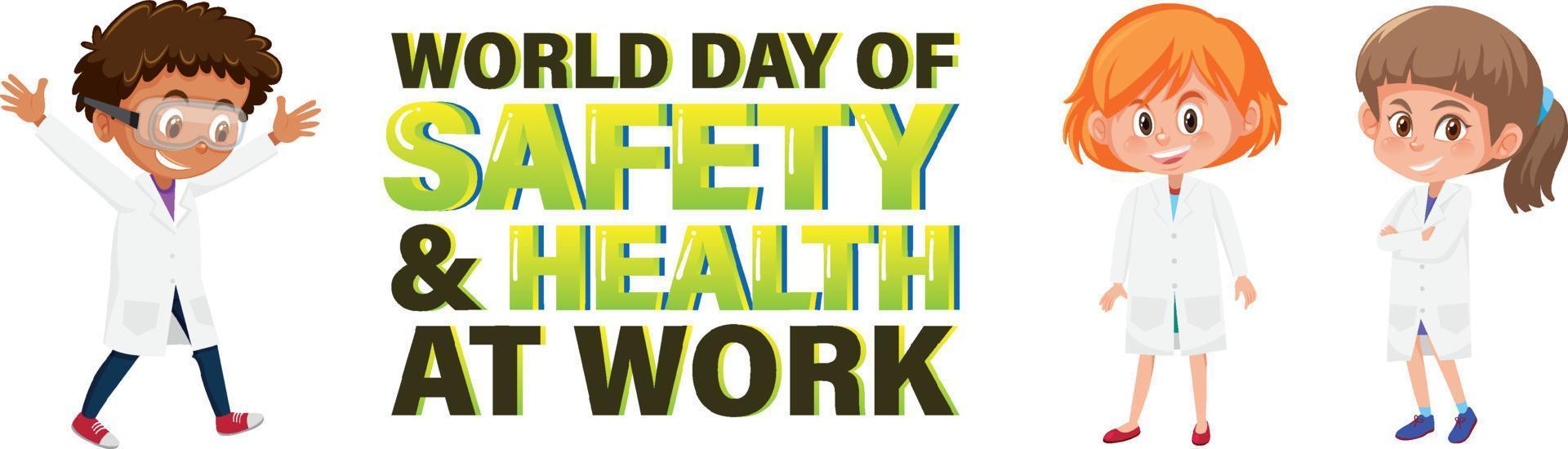 Poster design for world day for safety and health at work with kids vector