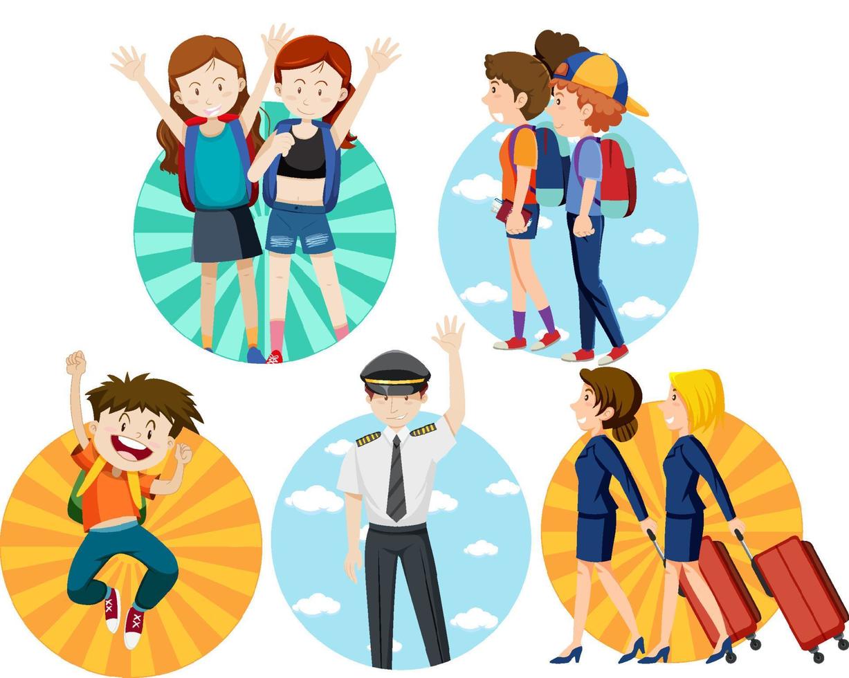 A set of Travel holiday theme man and women on white background vector