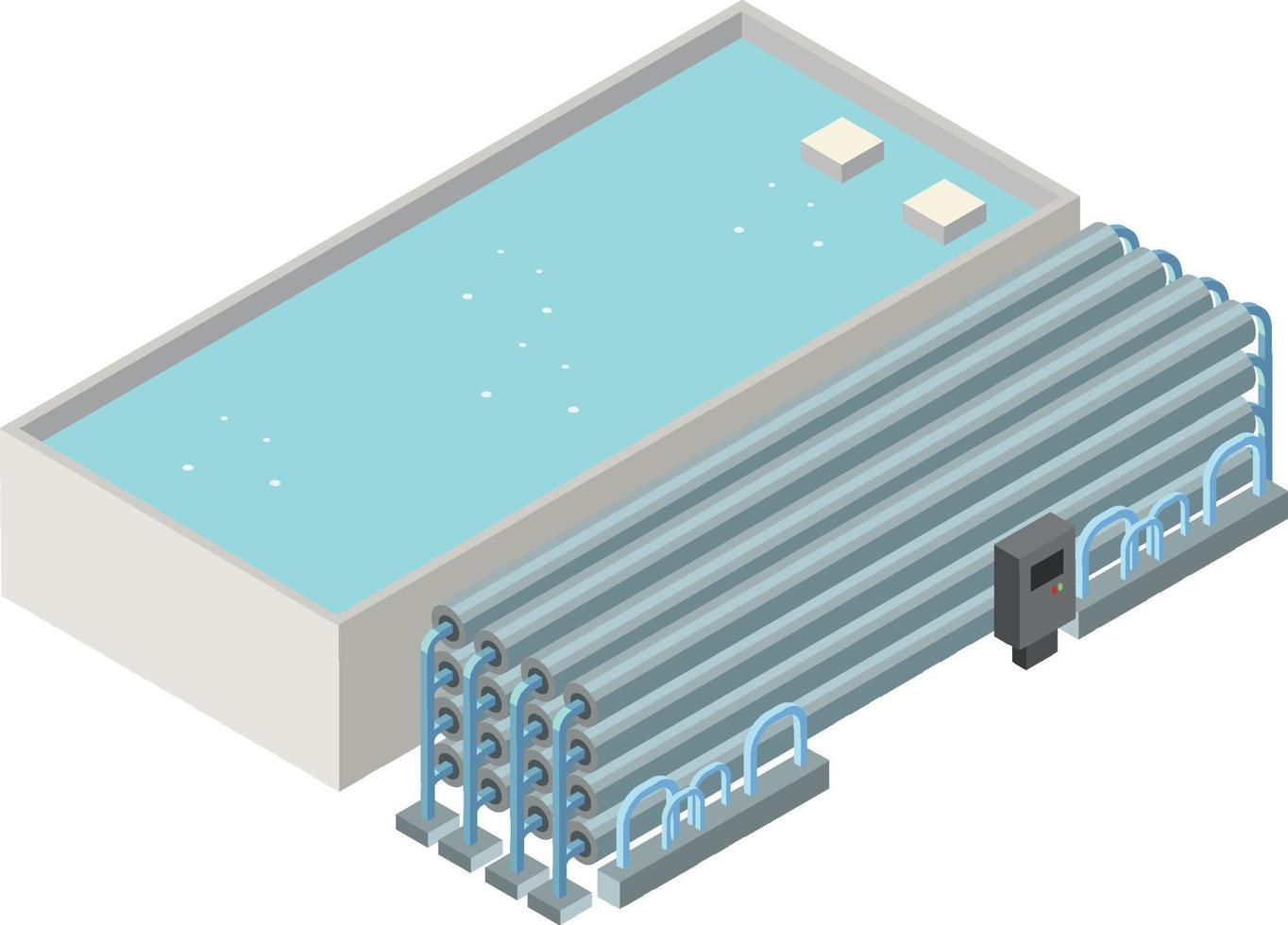 Isometric industrial area of desalination plant vector