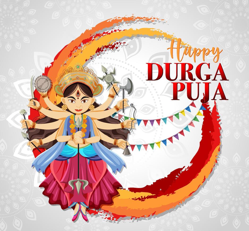 feliz día del evento durga puja vector