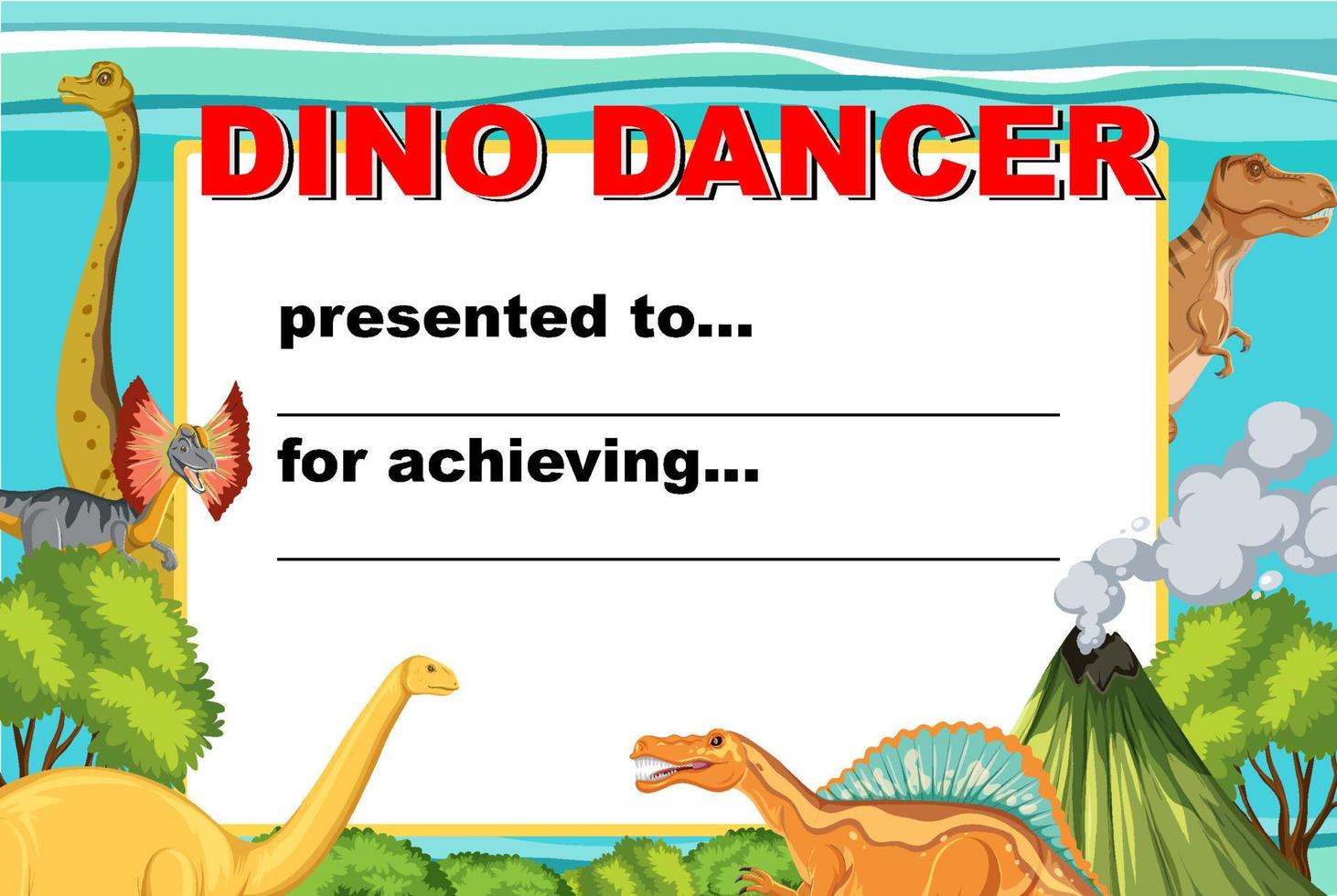 Award template with dinosaurs in background vector