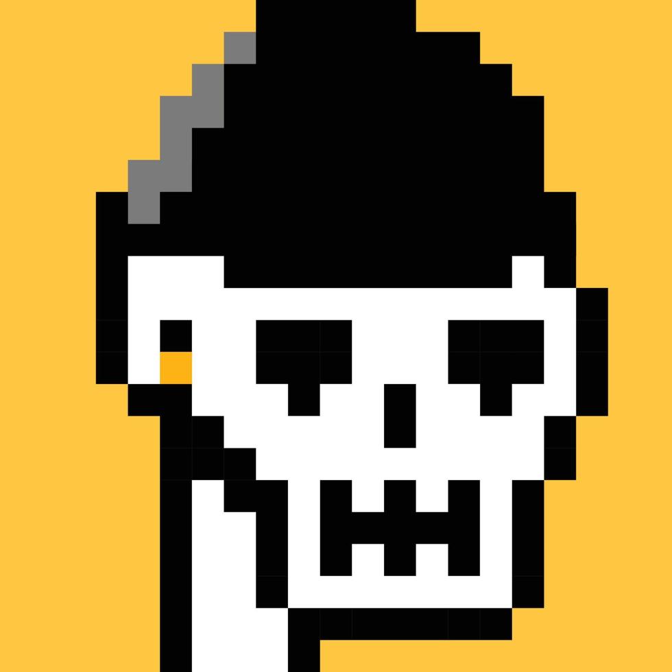 skull head wearing black hat and gold earrings vector