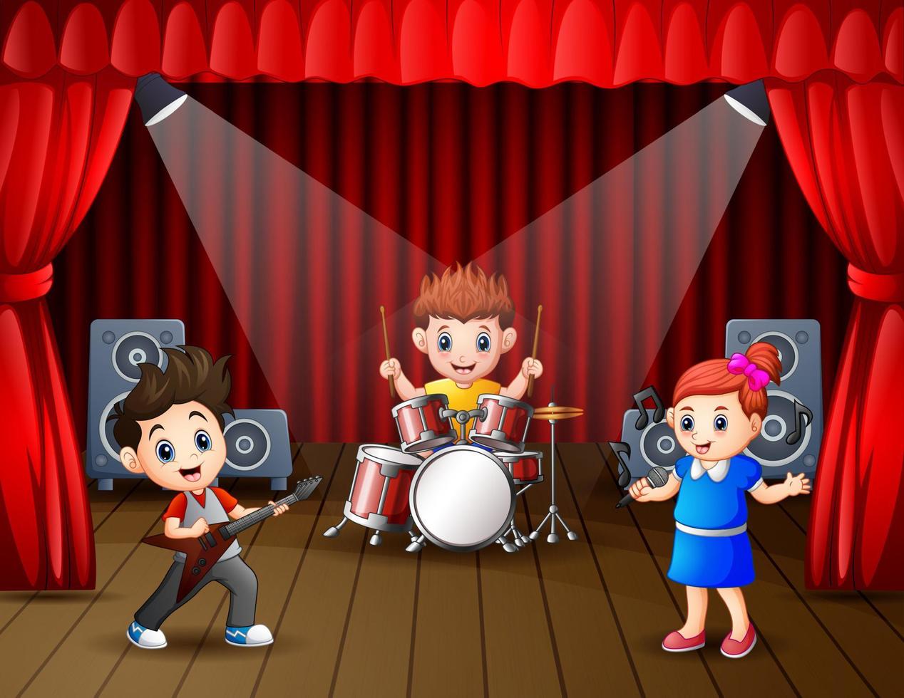 Illustration of a band performing on stage vector