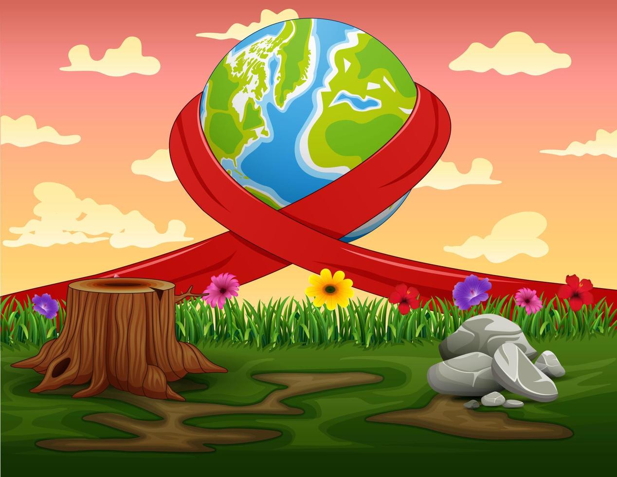 Happy world day with nature background vector