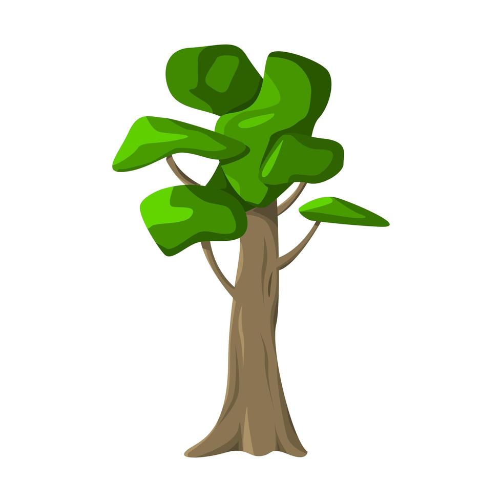 Viejo árbol alto verde realista aislado sobre fondo blanco - vector